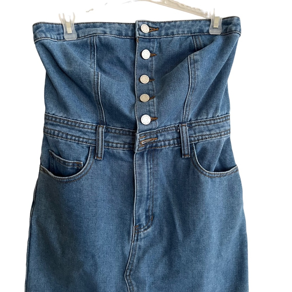 Sincerely Jules Denim Strapless Midi Dress - Picture 5 of 9